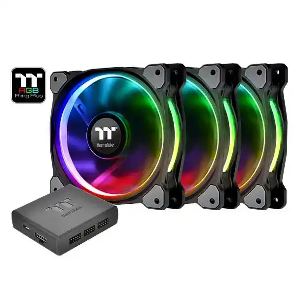 Thermaltake Riing Plus RGB 120mm PWM Fan - 3x120mm, Controller 1 Thermaltake Riing Plus RGB 120mm PWM Fan - 3x120mm, Controller