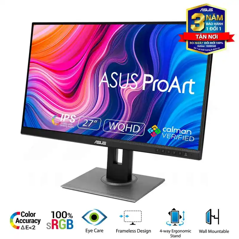 ASUS ProArt PA278QV Professional Monitor - 27 inch, 2K WQHD, IPS, 100% sRGB 2 ASUS ProArt PA278QV Professional Monitor - 27 inch, 2K WQHD, IPS, 100% sRGB - Ảnh 2