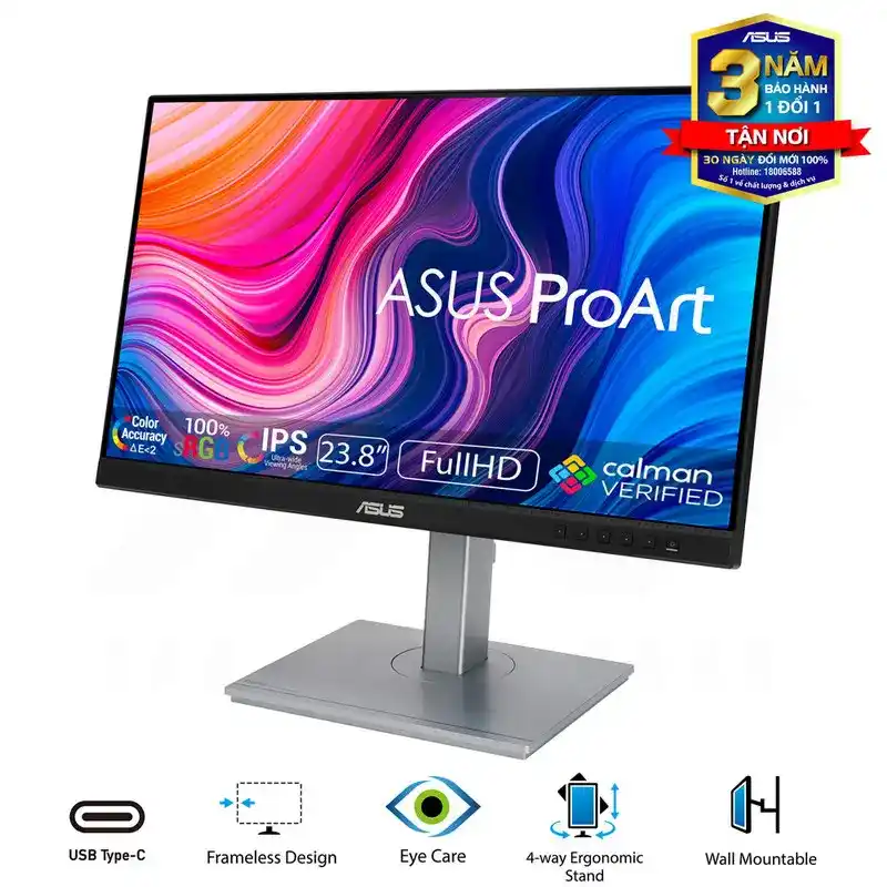 ASUS ProArt PA247CV Professional Monitor - 24 inch, FHD, IPS, 100% sRGB, Color Accuracy ΔE < 2, USB-C, DisplayPort Daisy-chaining 2 ASUS ProArt PA247CV Professional Monitor - 24 inch, FHD, IPS, 100% sRGB, Color Accuracy ΔE < 2, USB-C, DisplayPort Daisy-chaining - Ảnh 2