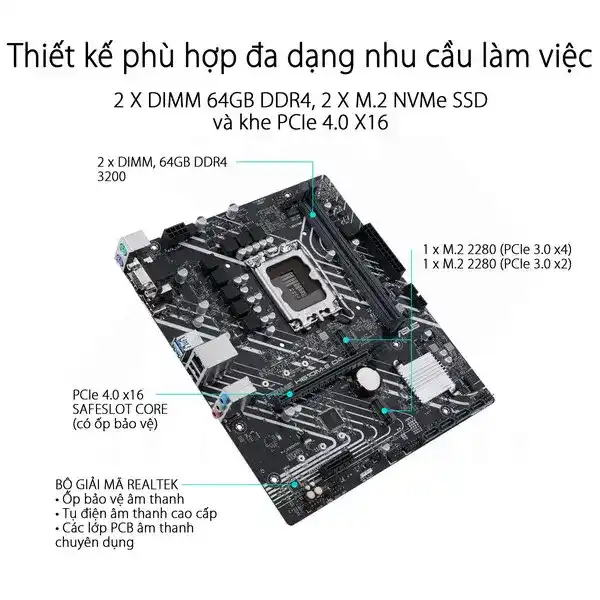 ASUS PRIME H610M-E D4 Mainboard 5 ASUS PRIME H610M-E D4 Mainboard - Ảnh 5