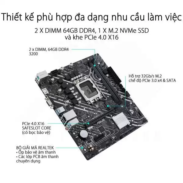 ASUS PRIME H610M-K D4 Mainboard 5 ASUS PRIME H610M-K D4 Mainboard - Ảnh 5