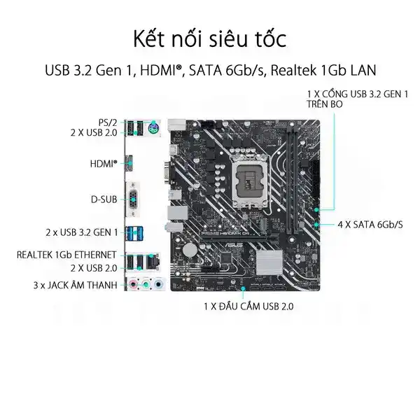ASUS PRIME H610M-K D4 Mainboard 4 ASUS PRIME H610M-K D4 Mainboard - Ảnh 4