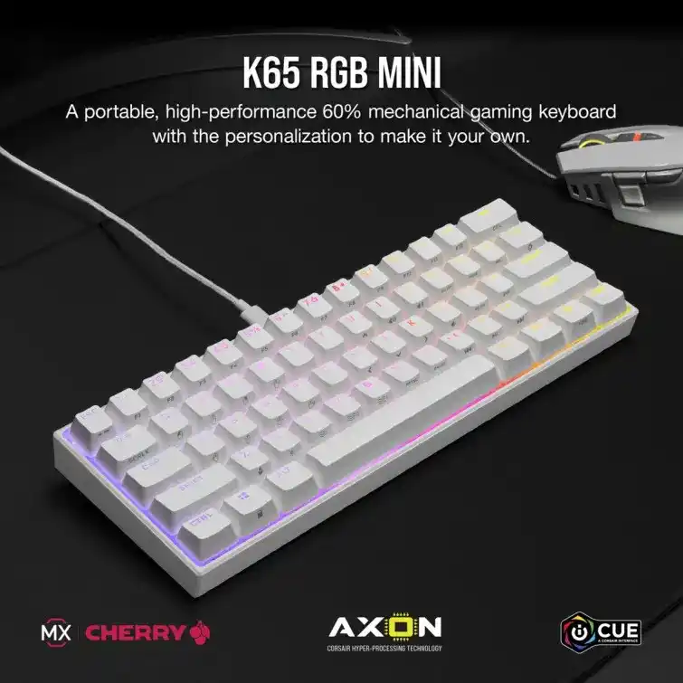 CORSAIR K65 RGB MINI 60% Gaming Keyboard - White 17 CORSAIR K65 RGB MINI 60% Gaming Keyboard - White - Ảnh 17