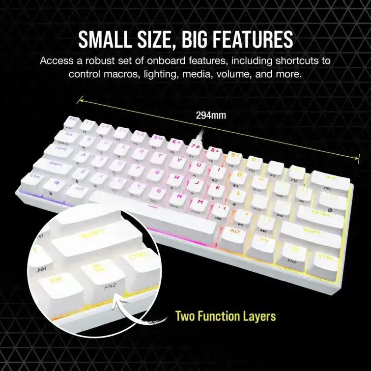 CORSAIR K65 RGB MINI 60% Gaming Keyboard - White 18 CORSAIR K65 RGB MINI 60% Gaming Keyboard - White - Ảnh 18