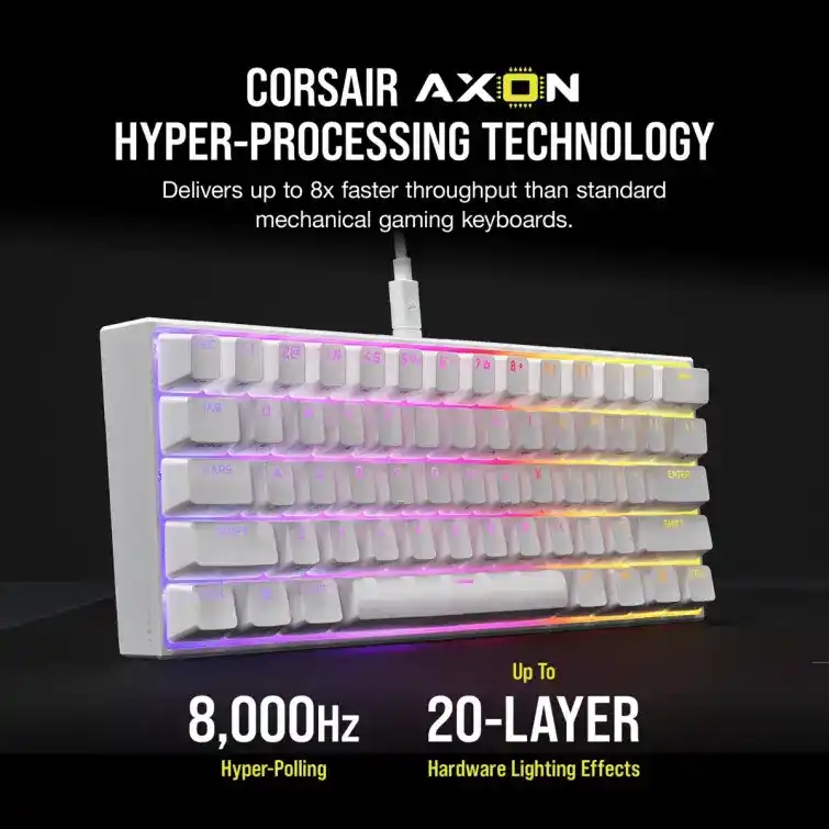 CORSAIR K65 RGB MINI 60% Gaming Keyboard - White 20 CORSAIR K65 RGB MINI 60% Gaming Keyboard - White - Ảnh 20