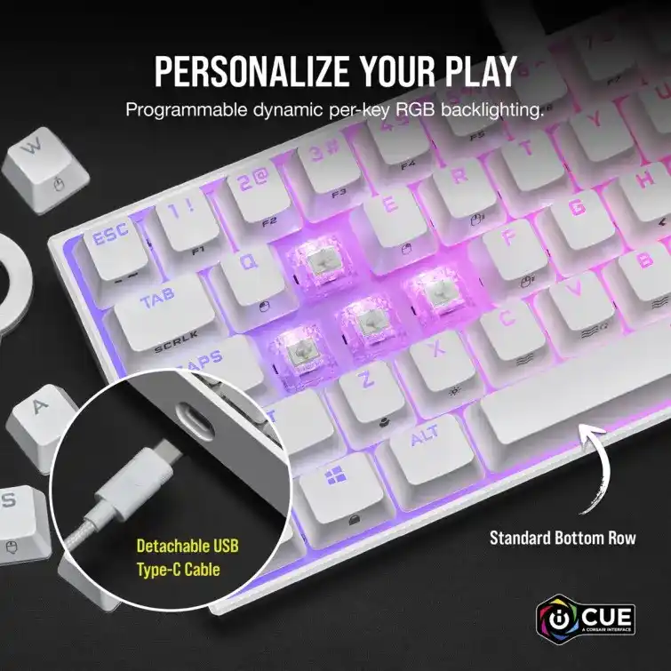 CORSAIR K65 RGB MINI 60% Gaming Keyboard - White 21 CORSAIR K65 RGB MINI 60% Gaming Keyboard - White - Ảnh 21