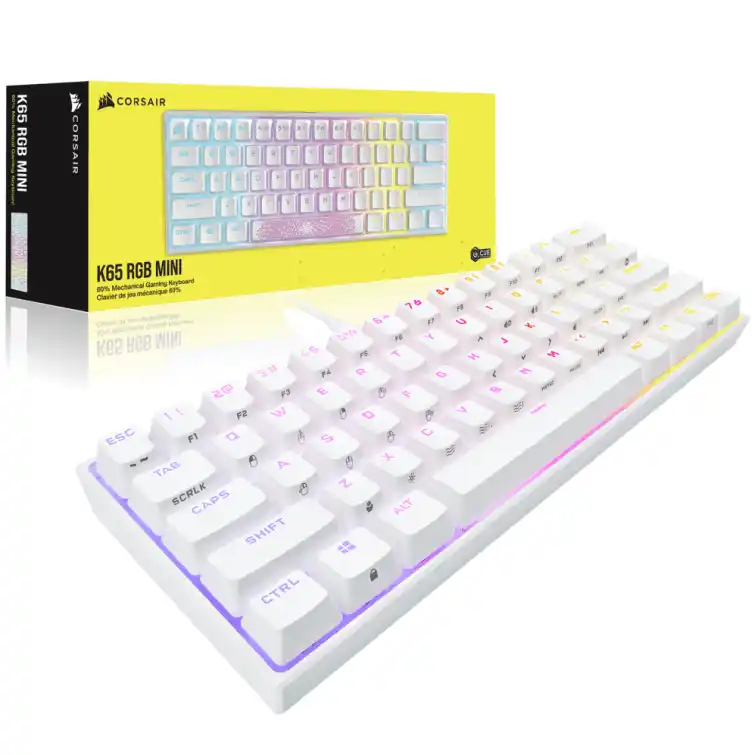 CORSAIR K65 RGB MINI 60% Gaming Keyboard - White 1 CORSAIR K65 RGB MINI 60% Gaming Keyboard - White
