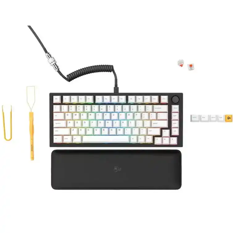 Glorious GMMK PRO RGB Black Slate Gaming Keyboard - Pre-Built Glorious FOX Red Linear Switch, Pre-lube, Aluminum, ANSI, Hot Swap