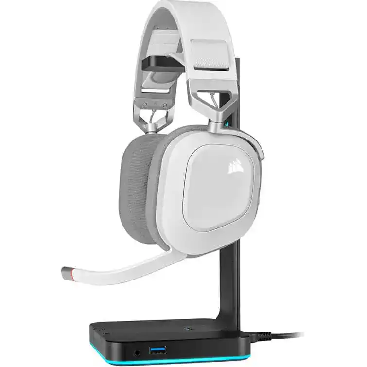 CORSAIR HS80 RGB WIRELESS Premium Gaming Headset - White, Spatial Audio 3 CORSAIR HS80 RGB WIRELESS Premium Gaming Headset - White, Spatial Audio - Ảnh 3