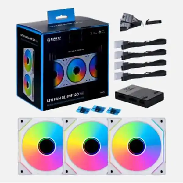 Lian Li UNI Fan SL-INF 120 Triple Black Fan (UF-SLIN120-3B) - 3x120mm, Daisy-Chain, Fan Hub Controller 5 Lian Li UNI Fan SL-INF 120 Triple Black Fan (UF-SLIN120-3B) - 3x120mm, Daisy-Chain, Fan Hub Controller - Ảnh 5
