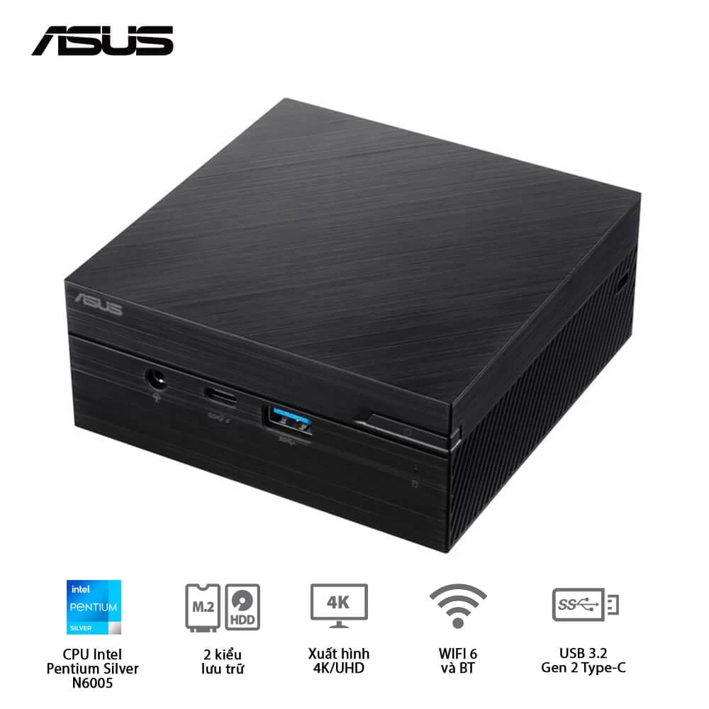 ASUS PN41-BBP098MV Barebone Mini PC - Intel Pentium N6005, Wi-Fi 6 802.11 AX,BT, VESA MOUNT, HDMIport 3 ASUS PN41-BBP098MV Barebone Mini PC - Intel Pentium N6005, Wi-Fi 6 802.11 AX,BT, VESA MOUNT, HDMIport - Ảnh 3