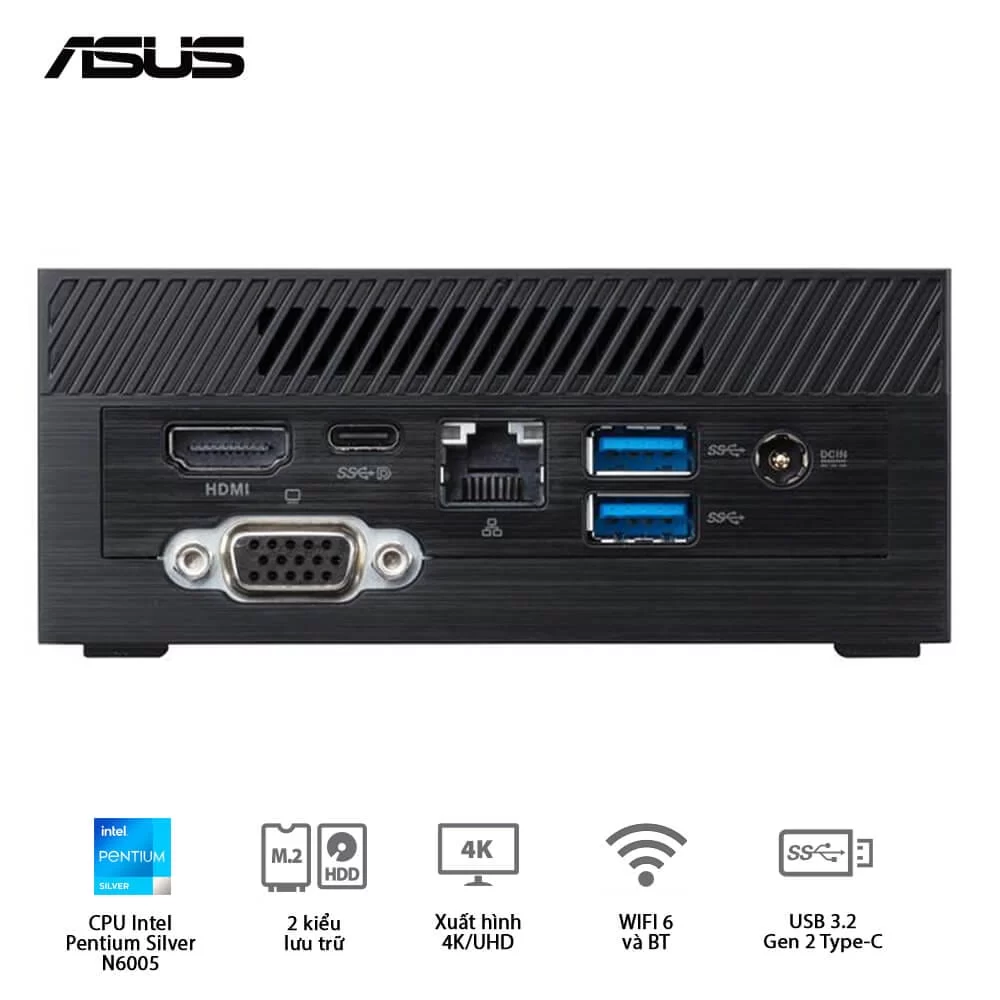 ASUS PN41-BBP098MV Barebone Mini PC - Intel Pentium N6005, Wi-Fi 6 802.11 AX,BT, VESA MOUNT, HDMIport 4 ASUS PN41-BBP098MV Barebone Mini PC - Intel Pentium N6005, Wi-Fi 6 802.11 AX,BT, VESA MOUNT, HDMIport - Ảnh 4