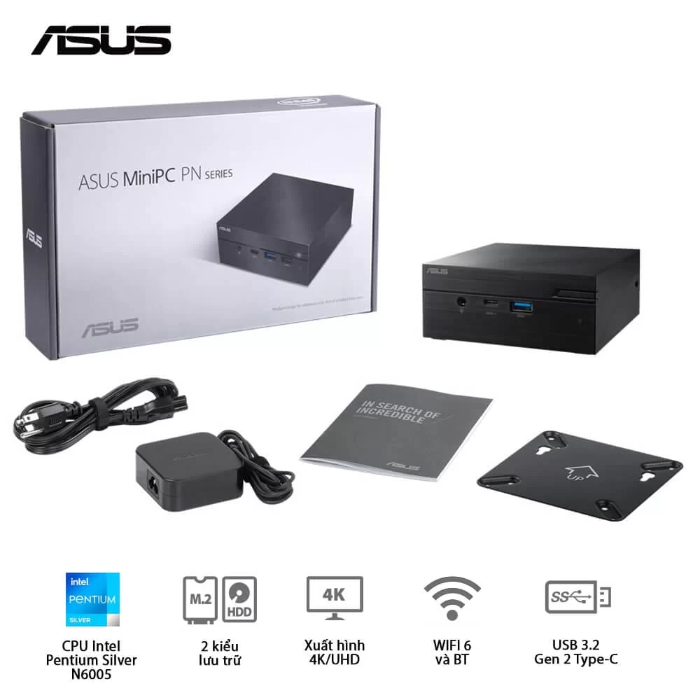 ASUS PN41-BBP098MV Barebone Mini PC - Intel Pentium N6005, Wi-Fi 6 802.11 AX,BT, VESA MOUNT, HDMIport 5 ASUS PN41-BBP098MV Barebone Mini PC - Intel Pentium N6005, Wi-Fi 6 802.11 AX,BT, VESA MOUNT, HDMIport - Ảnh 5