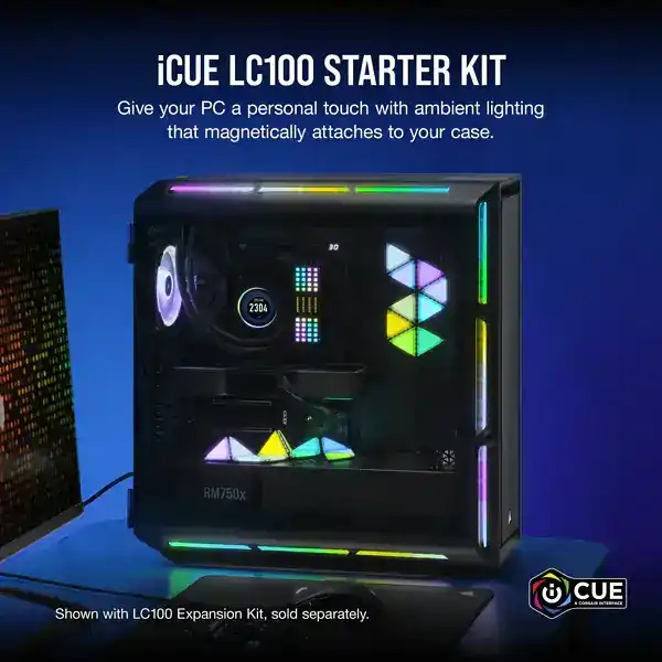 CORSAIR iCUE LC100 Case Accent Lighting Panels - Mini Triangle - 9x Tile Starter Kit 3 CORSAIR iCUE LC100 Case Accent Lighting Panels - Mini Triangle - 9x Tile Starter Kit - Ảnh 3