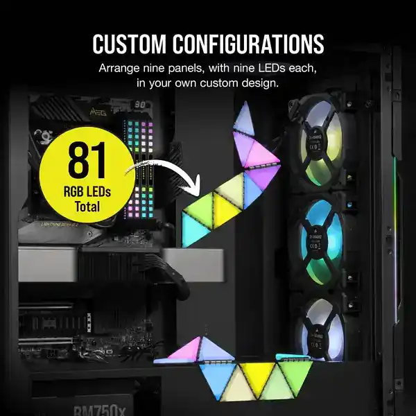 CORSAIR iCUE LC100 Case Accent Lighting Panels - Mini Triangle - 9x Tile Starter Kit 4 CORSAIR iCUE LC100 Case Accent Lighting Panels - Mini Triangle - 9x Tile Starter Kit - Ảnh 4