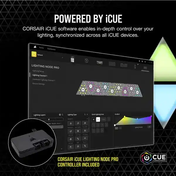 CORSAIR iCUE LC100 Case Accent Lighting Panels - Mini Triangle - 9x Tile Starter Kit 5 CORSAIR iCUE LC100 Case Accent Lighting Panels - Mini Triangle - 9x Tile Starter Kit - Ảnh 5