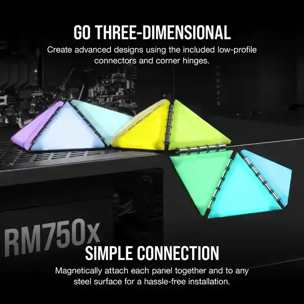 CORSAIR iCUE LC100 Case Accent Lighting Panels - Mini Triangle - 9x Tile Starter Kit 6 CORSAIR iCUE LC100 Case Accent Lighting Panels - Mini Triangle - 9x Tile Starter Kit - Ảnh 6