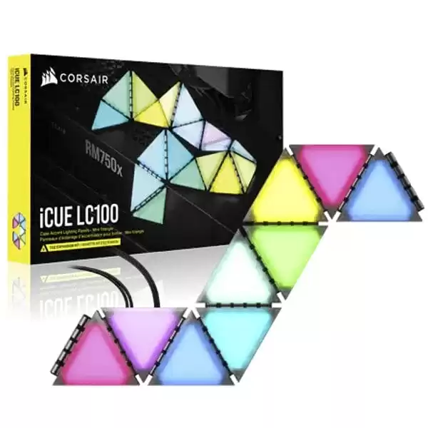 CORSAIR iCUE LC100 Case Accent Lighting Panels - Mini Triangle - 9x Tile Expansion Kit 1 CORSAIR iCUE LC100 Case Accent Lighting Panels - Mini Triangle - 9x Tile Expansion Kit