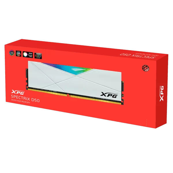 ADATA XPG Spectrix D50 Xtreme DDR4 RGB Memory Kit - White, 8GB (1x8GB), 3200MHz, CL16 (AX4U32008G16A-SW50) 3 ADATA XPG Spectrix D50 Xtreme DDR4 RGB Memory Kit - White, 8GB (1x8GB), 3200MHz, CL16 (AX4U32008G16A-SW50) - Ảnh 3