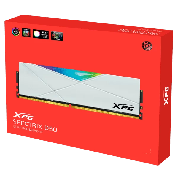 ADATA XPG Spectrix D50 Xtreme DDR4 RGB Memory Kit - White, 8GB (1x8GB), 3200MHz, CL16 (AX4U32008G16A-SW50) 4 ADATA XPG Spectrix D50 Xtreme DDR4 RGB Memory Kit - White, 8GB (1x8GB), 3200MHz, CL16 (AX4U32008G16A-SW50) - Ảnh 4