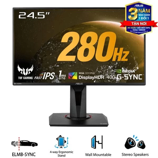 ASUS TUF Gaming VG259QM Monitor - 24.5 inch, FHD, 280Hz OC, 1ms GTG, Fast IPS, G-Sync Compatible, HDR400 1 ASUS TUF Gaming VG259QM Monitor - 24.5 inch, FHD, 280Hz OC, 1ms GTG, Fast IPS, G-Sync Compatible, HDR400