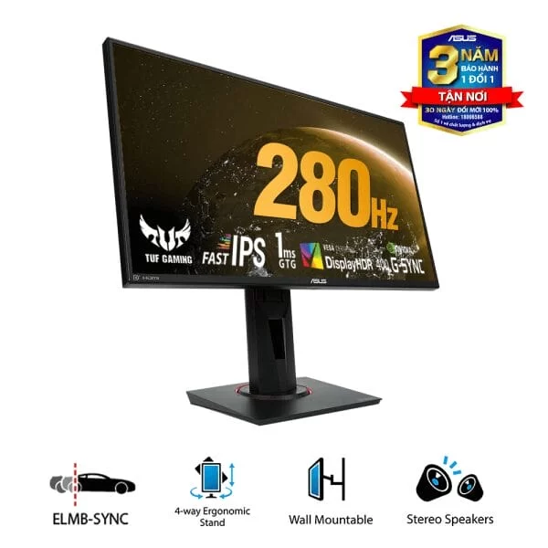 ASUS TUF Gaming VG259QM Monitor - 24.5 inch, FHD, 280Hz OC, 1ms GTG, Fast IPS, G-Sync Compatible, HDR400 9 ASUS TUF Gaming VG259QM Monitor - 24.5 inch, FHD, 280Hz OC, 1ms GTG, Fast IPS, G-Sync Compatible, HDR400 - Ảnh 9