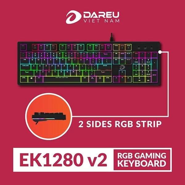 DareU EK1280s V2 Gaming Keyboard - 104 Keys, Multi Led, RGB Strip , D Switch 1 DareU EK1280s V2 Gaming Keyboard - 104 Keys, Multi Led, RGB Strip , D Switch