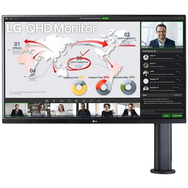 LG 32QP880N-B Ergo Monitor - 31.5 inch QHD (2560 x 1440), IPS 16:9, HDR10, USB Type-C 90W, Maxx Audio, Speaker 5W x 2