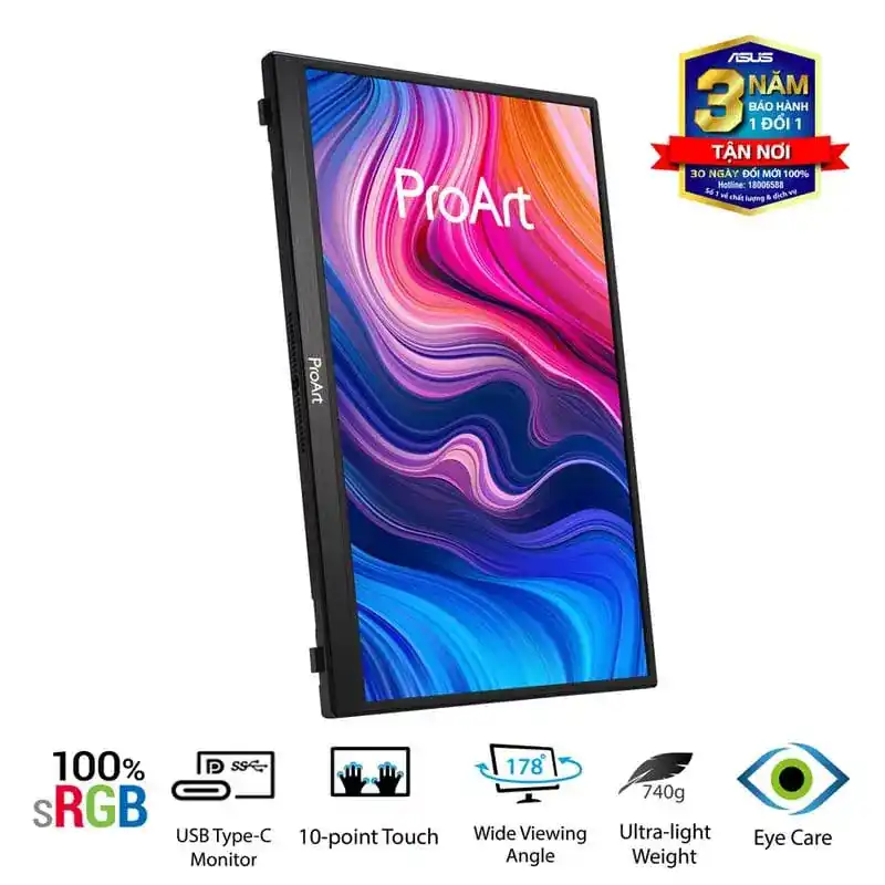 ASUS ProArt Display PA148CTV Portable Touch Monitor - 14 inch, Full HD, IPS, Eye Care, Micro HDMI 3 ASUS ProArt Display PA148CTV Portable Touch Monitor - 14 inch, Full HD, IPS, Eye Care, Micro HDMI - Ảnh 3