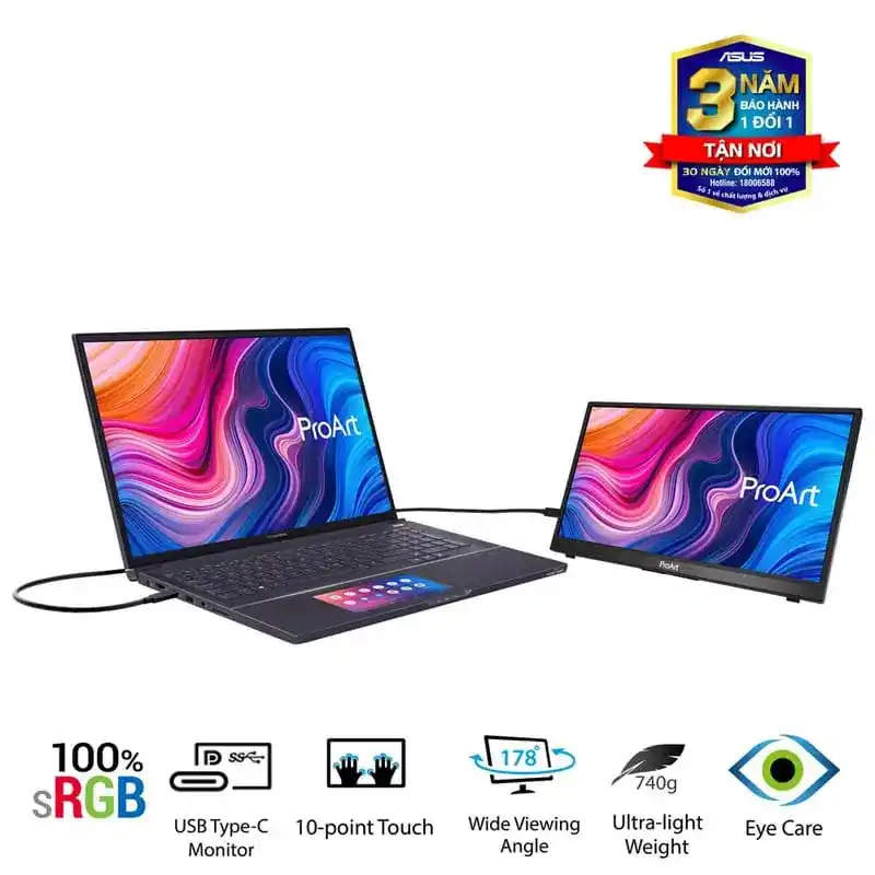 ASUS ProArt Display PA148CTV Portable Touch Monitor - 14 inch, Full HD, IPS, Eye Care, Micro HDMI 5 ASUS ProArt Display PA148CTV Portable Touch Monitor - 14 inch, Full HD, IPS, Eye Care, Micro HDMI - Ảnh 5