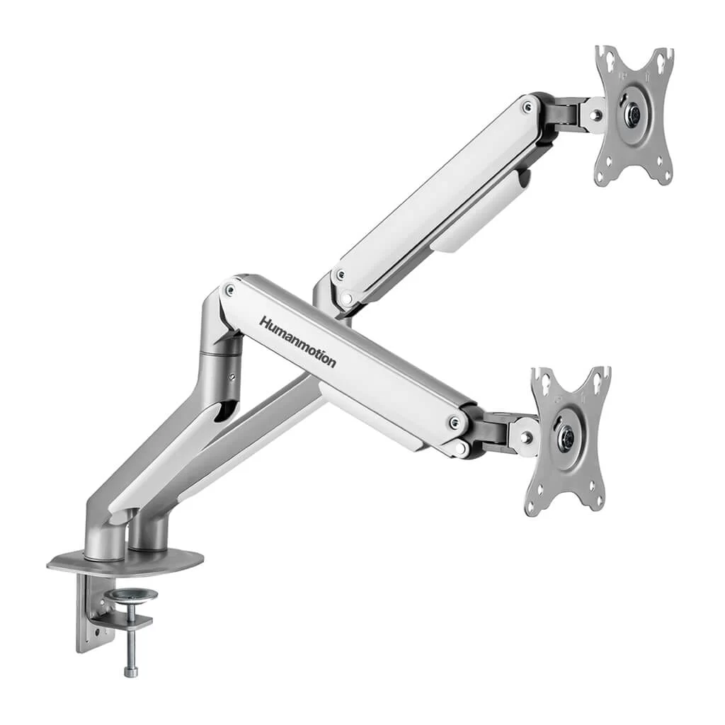 Human Motion T6 Pro Dual Monitor Stand - White 1 Human Motion T6 Pro Dual Monitor Stand - White