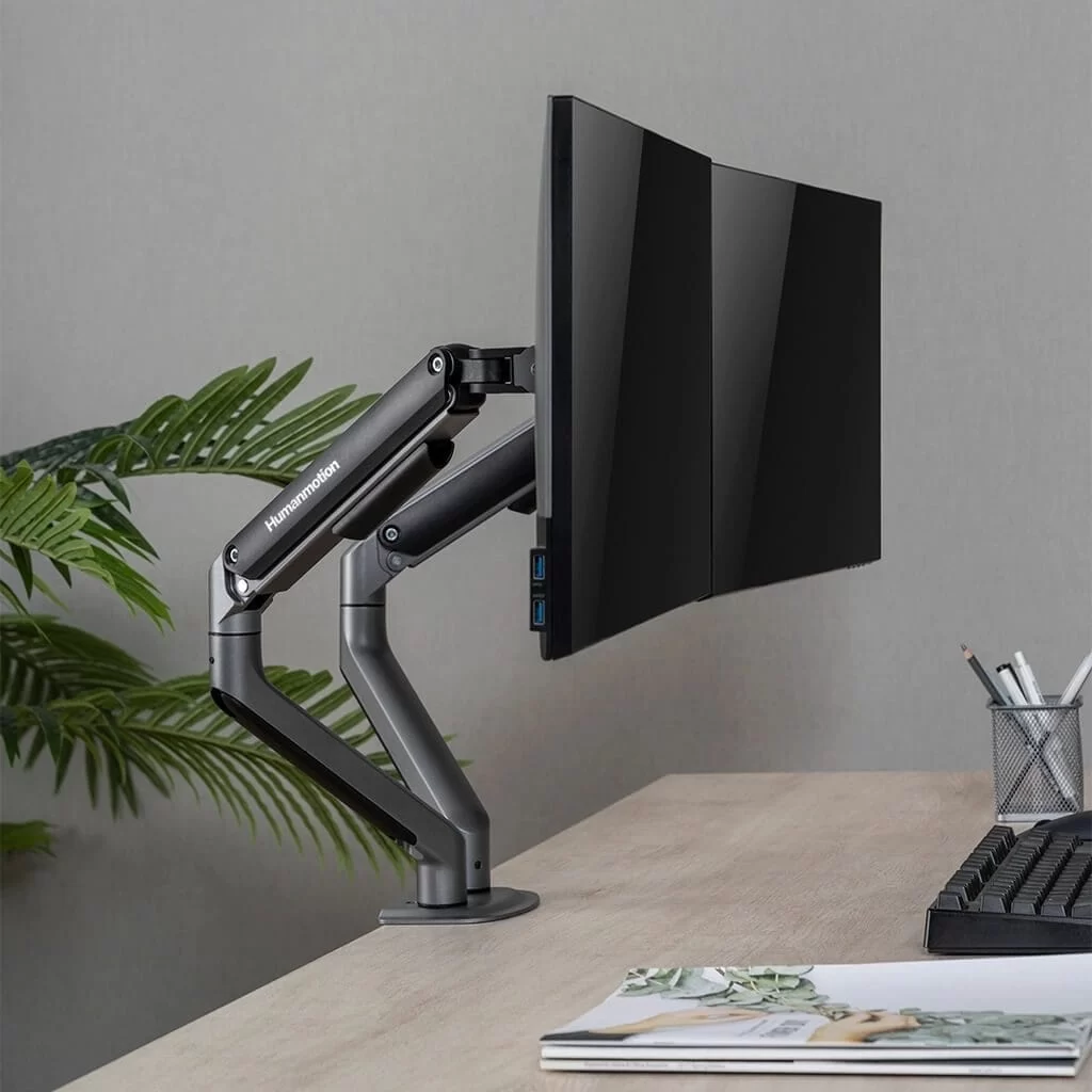Human Motion T6 Pro Dual Monitor Stand - Black 3 Human Motion T6 Pro Dual Monitor Stand - Black - Ảnh 3