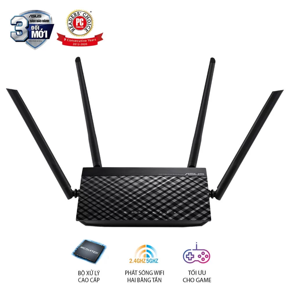 ASUS RT-AC750L Router - Black, Dual Band, 300 Mbps (2.4GHz), 433 Mbps (5GHz) 2 ASUS RT-AC750L Router - Black, Dual Band, 300 Mbps (2.4GHz), 433 Mbps (5GHz) - Ảnh 2