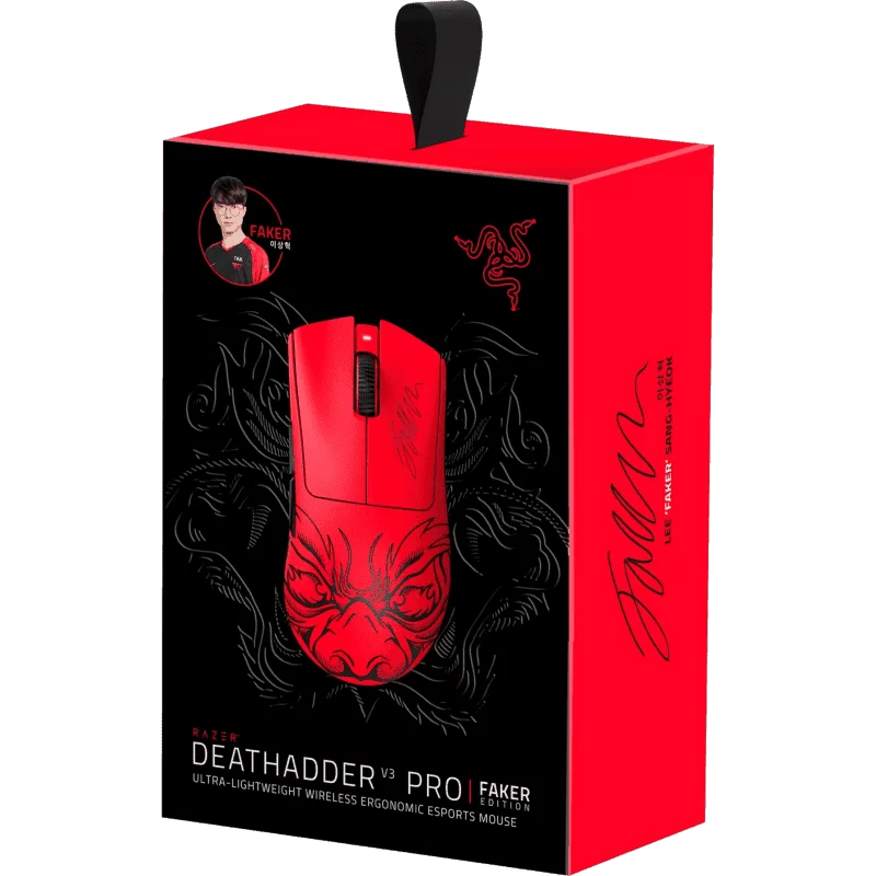 Razer DeathAdder V3 Pro Faker Edition HyperSpeed Wireless Ergonomic Gaming Mouse - Red, Wireless, 63g, 30K DPI Optical Sensor 4 Razer DeathAdder V3 Pro Faker Edition HyperSpeed Wireless Ergonomic Gaming Mouse - Red, Wireless, 63g, 30K DPI Optical Sensor - Ảnh 4