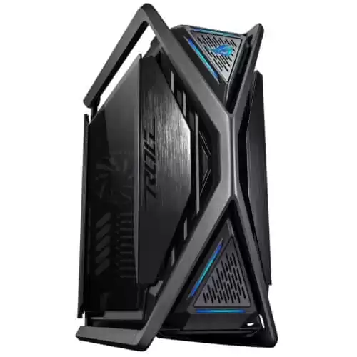 ASUS ROG Hyperion GR701 Flagship Gaming PC Case – Black, 420mm dual radiator support, 4x140mm fans, metal GPU holder, component storage, ARGB fan hub, 60W fast charging