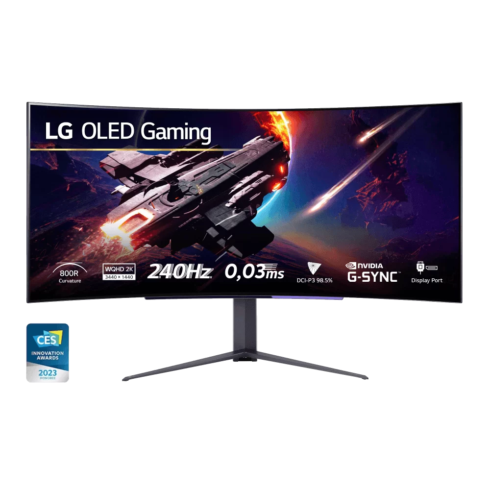 LG UltraGear LG 45GR95QE-B Curved Gaming Monitor - 45 inch WQHD (3440 x 1440) OLED Display, 21:9 Curved (800R), 240Hz, 0.03ms GtG, G-SYNC Compatible 1 LG UltraGear LG 45GR95QE-B Curved Gaming Monitor - 45 inch WQHD (3440 x 1440) OLED Display, 21:9 Curved (800R), 240Hz, 0.03ms GtG, G-SYNC Compatible