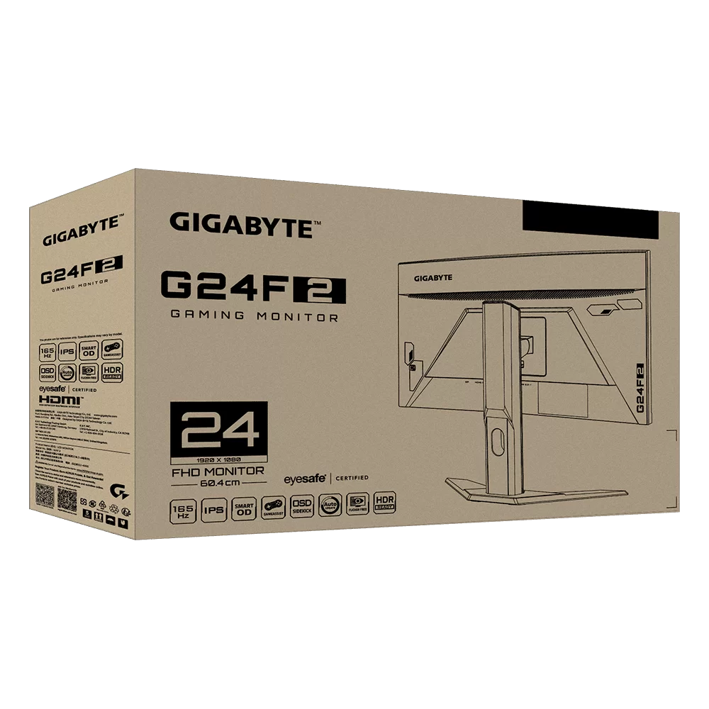 GIGABYTE G24F 2 Gaming Monitor - 24 inch, FHD, SS IPS, 300 cd/m2, 165Hz/OC 180Hz, 1ms MPRT, 2x HDMI 2.0, 1x DisplayPort 1.2 3 GIGABYTE G24F 2 Gaming Monitor - 24 inch, FHD, SS IPS, 300 cd/m2, 165Hz/OC 180Hz, 1ms MPRT, 2x HDMI 2.0, 1x DisplayPort 1.2 - Ảnh 3
