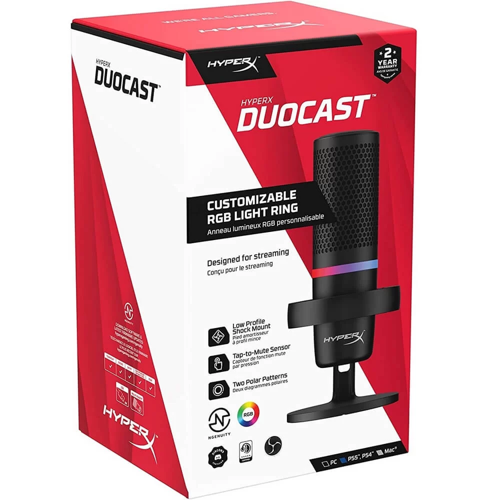 HyperX DuoCast USB Microphone (4P5E2AA) - Black, RGB, USB, Mute Function 3 HyperX DuoCast USB Microphone (4P5E2AA) - Black, RGB, USB, Mute Function - Ảnh 3