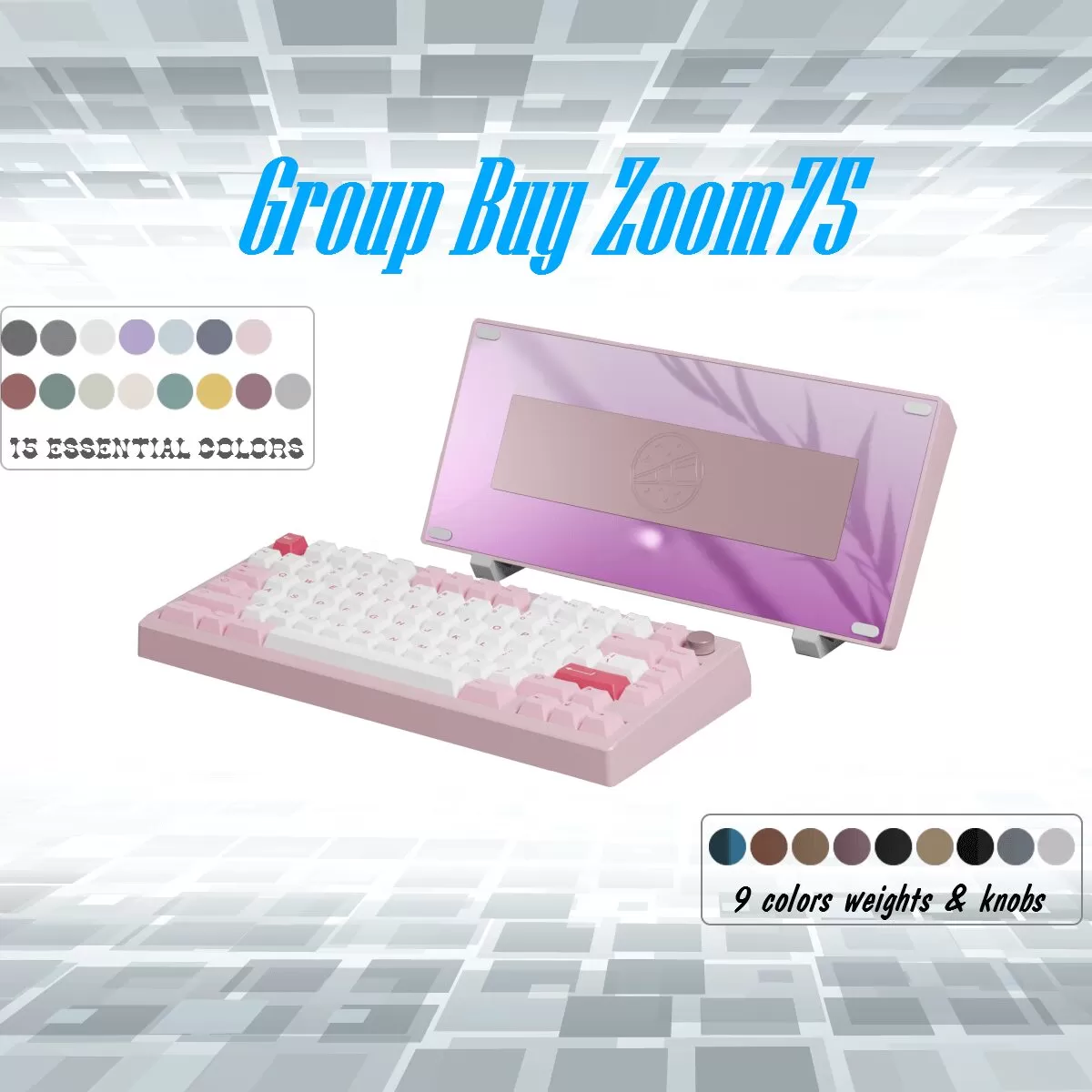 Zoom75 Essential Edition Custom Keyboard - Case Blush Pink - Backplate Glass Blush Pink 1 Zoom75 Essential Edition Custom Keyboard - Case Blush Pink - Backplate Glass Blush Pink
