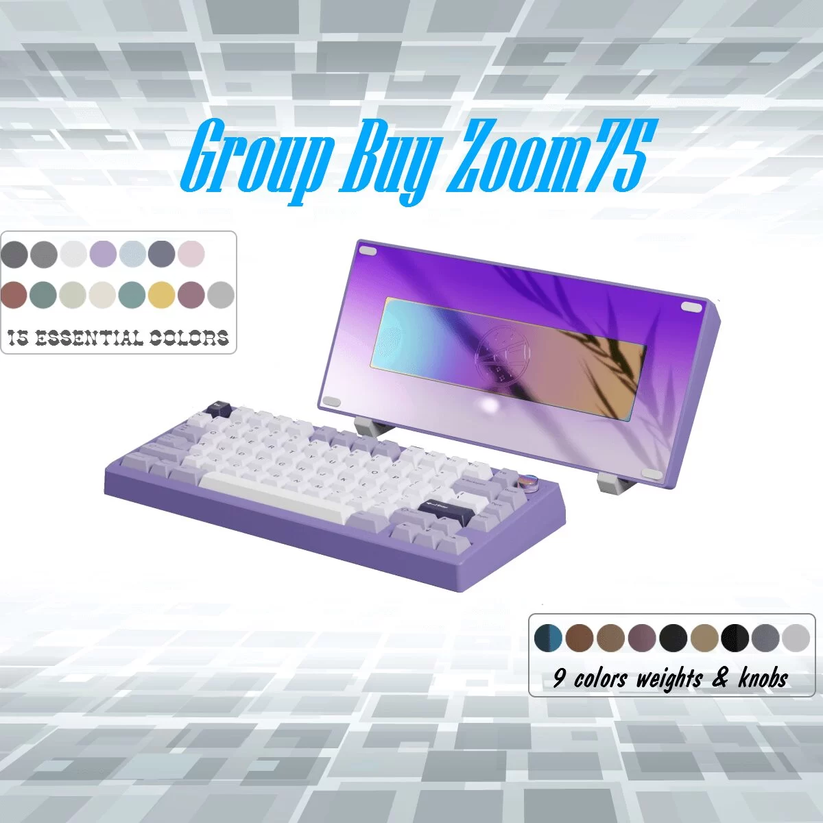 Zoom75 Essential Edition Custom Keyboard - Case Lilac - Backplate Glass Lilac 1 Zoom75 Essential Edition Custom Keyboard - Case Lilac - Backplate Glass Lilac