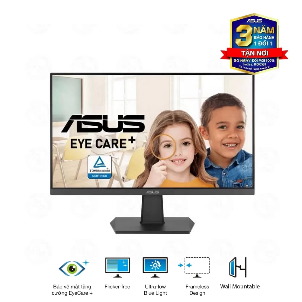 ASUS VA24EHF Eye Care Monitor - 23.8 inch , FHD (1920 x 1080) IPS, 100Hz, HDMI (With Cable), Fameless, EyeCare+, Flicker-free, Ultra-Low Blue Light 3 ASUS VA24EHF Eye Care Monitor - 23.8 inch , FHD (1920 x 1080) IPS, 100Hz, HDMI (With Cable), Fameless, EyeCare+, Flicker-free, Ultra-Low Blue Light - Ảnh 3