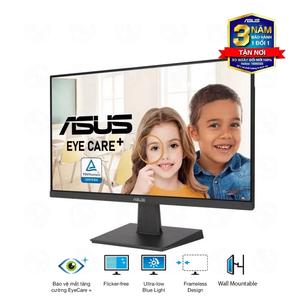 ASUS VA24EHF Eye Care Monitor - 23.8 inch , FHD (1920 x 1080) IPS, 100Hz, HDMI (With Cable), Fameless, EyeCare+, Flicker-free, Ultra-Low Blue Light 6 ASUS VA24EHF Eye Care Monitor - 23.8 inch , FHD (1920 x 1080) IPS, 100Hz, HDMI (With Cable), Fameless, EyeCare+, Flicker-free, Ultra-Low Blue Light - Ảnh 6