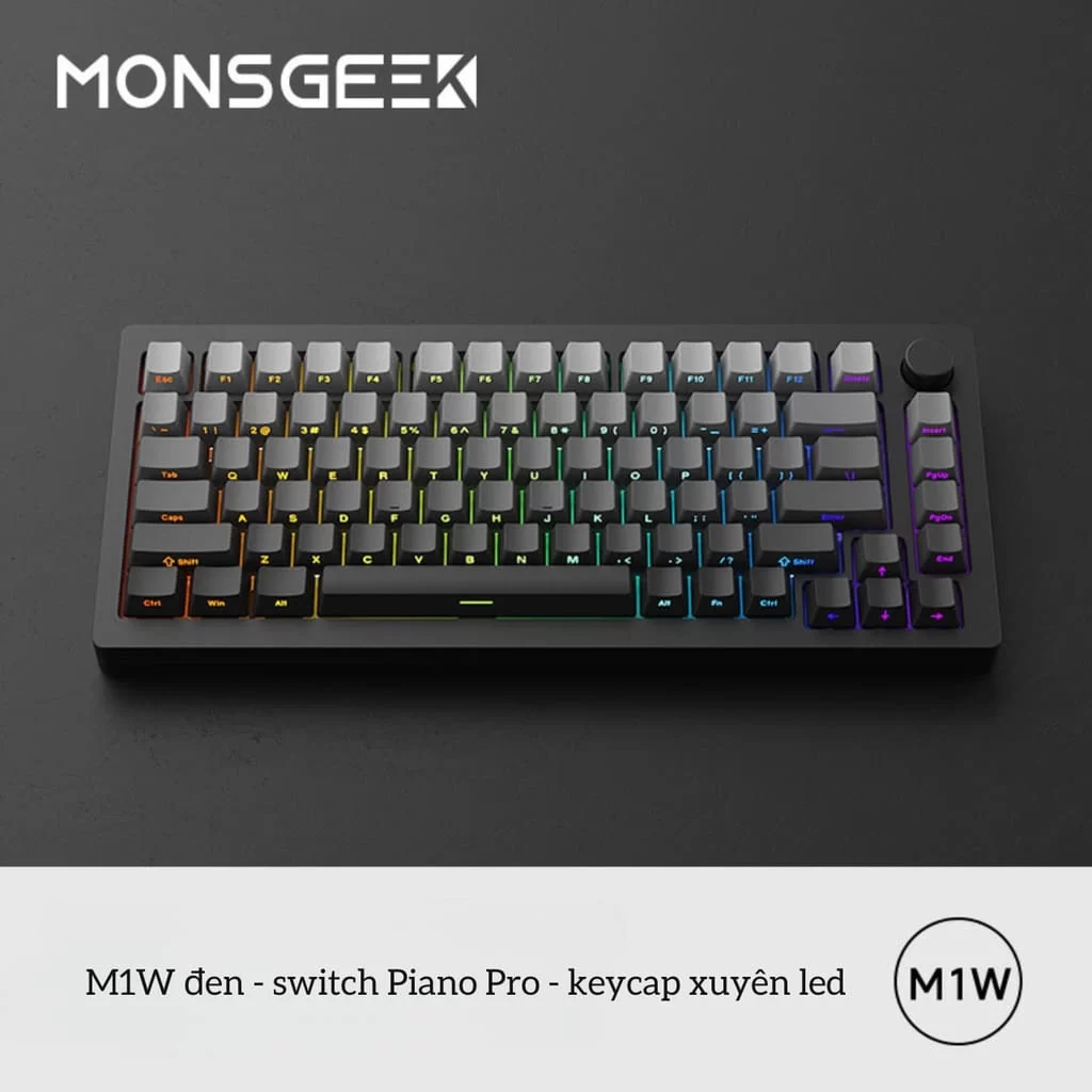 Kit Monsgeek M1W SP Custom Build Keyboard - 3 Mode, PCB Stab, Aluminium CNC, Gasket Mount, Hotswap RGB, Pin 6000 mAh 2 Kit Monsgeek M1W SP Custom Build Keyboard - 3 Mode, PCB Stab, Aluminium CNC, Gasket Mount, Hotswap RGB, Pin 6000 mAh - Ảnh 2