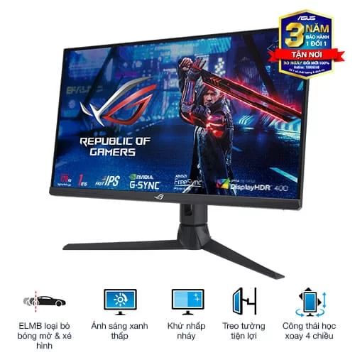 ASUS ROG Strix XG276Q Gaming Monitor - 27 inch, Full HD (1920 x 1080), IPS, 175Hz, 1ms GTG, ELMB, G-Sync compatible, FreeSync Premium technology, DisplayHDR™ 400, Tripod socket 3 ASUS ROG Strix XG276Q Gaming Monitor - 27 inch, Full HD (1920 x 1080), IPS, 175Hz, 1ms GTG, ELMB, G-Sync compatible, FreeSync Premium technology, DisplayHDR™ 400, Tripod socket - Ảnh 3