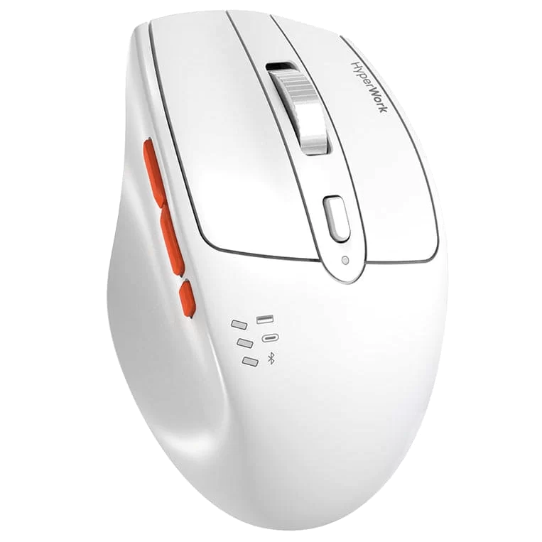HyperWork Silentium Milky White Wireless Ergonomic Silent Mouse - Bluetooth 5.1, Wireless 2.4G, silent switch, pin 300H 1 HyperWork Silentium Milky White Wireless Ergonomic Silent Mouse - Bluetooth 5.1, Wireless 2.4G, silent switch, pin 300H