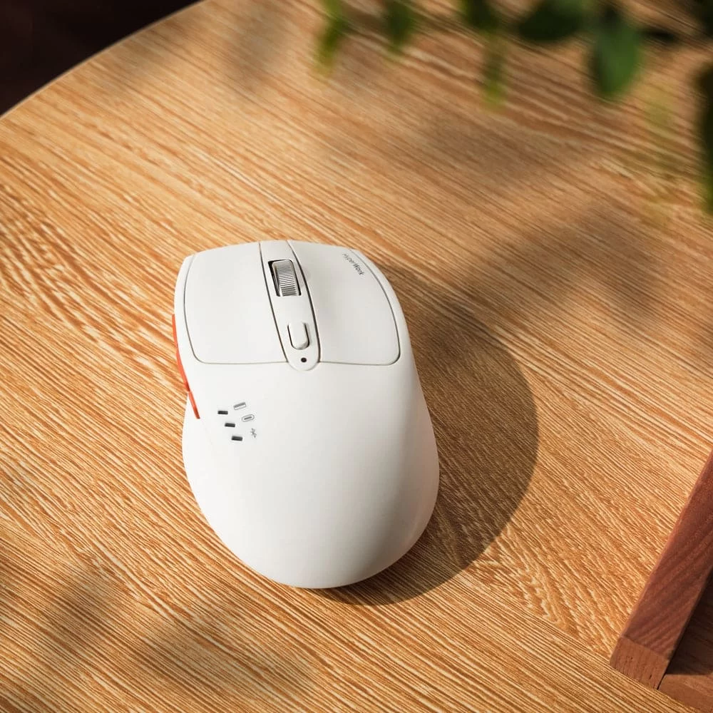 HyperWork Silentium Milky White Wireless Ergonomic Silent Mouse - Bluetooth 5.1, Wireless 2.4G, silent switch, pin 300H 4 HyperWork Silentium Milky White Wireless Ergonomic Silent Mouse - Bluetooth 5.1, Wireless 2.4G, silent switch, pin 300H - Ảnh 4