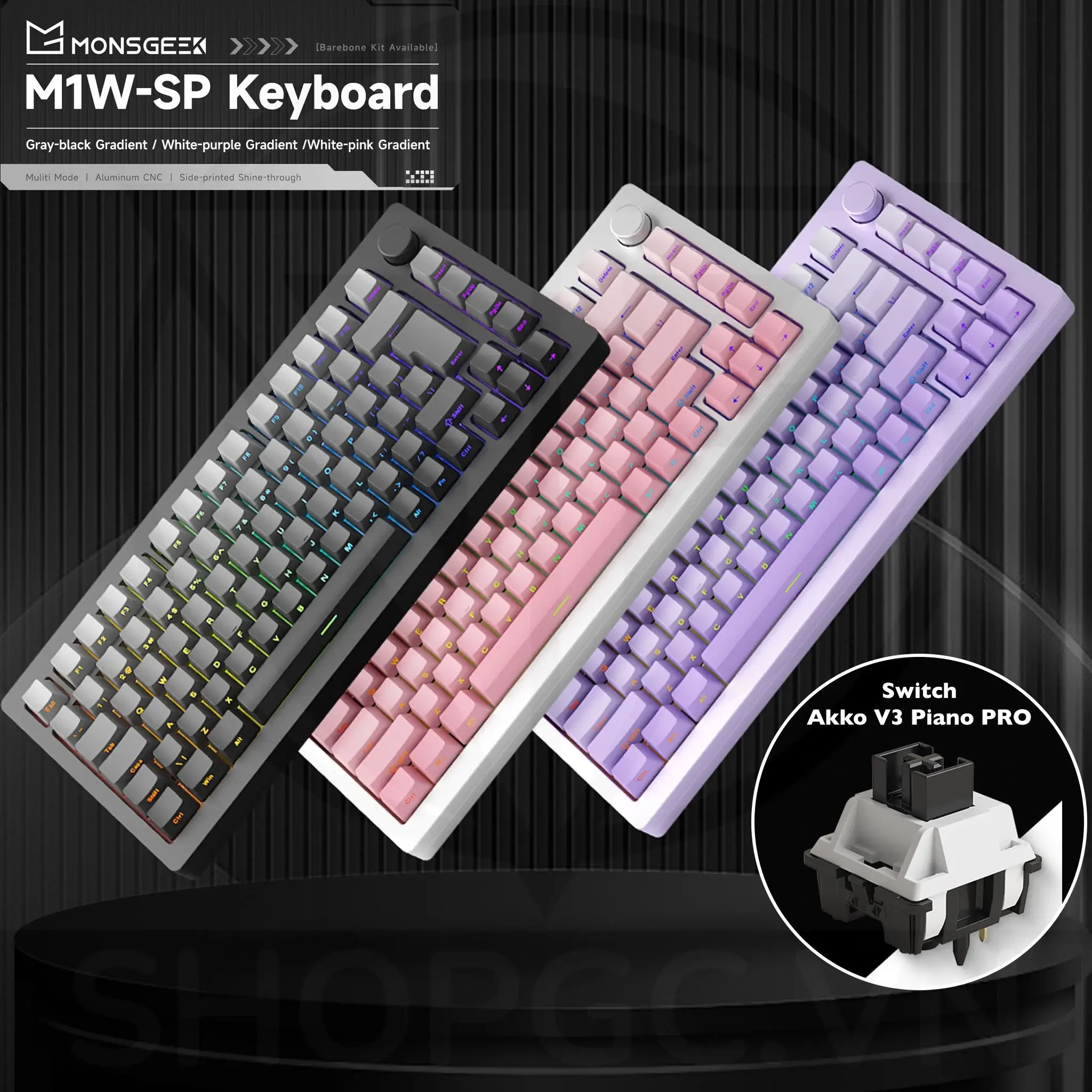 Kit Monsgeek M1W SP Custom Build Keyboard - 3 Mode, PCB Stab, Aluminium CNC, Gasket Mount, Hotswap RGB, Pin 6000 mAh 1 Kit Monsgeek M1W SP Custom Build Keyboard - 3 Mode, PCB Stab, Aluminium CNC, Gasket Mount, Hotswap RGB, Pin 6000 mAh