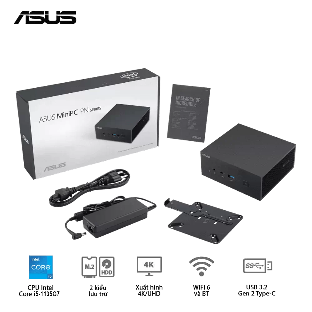 ASUS PN63-S1-B-S5081MD-PZ01 Barebone Mini PC - Intel Core i5-1135G7, Wi-Fi 6 + BT5.0, VESA MOUNT, DisplayPort 1.4 port 3 ASUS PN63-S1-B-S5081MD-PZ01 Barebone Mini PC - Intel Core i5-1135G7, Wi-Fi 6 + BT5.0, VESA MOUNT, DisplayPort 1.4 port - Ảnh 3
