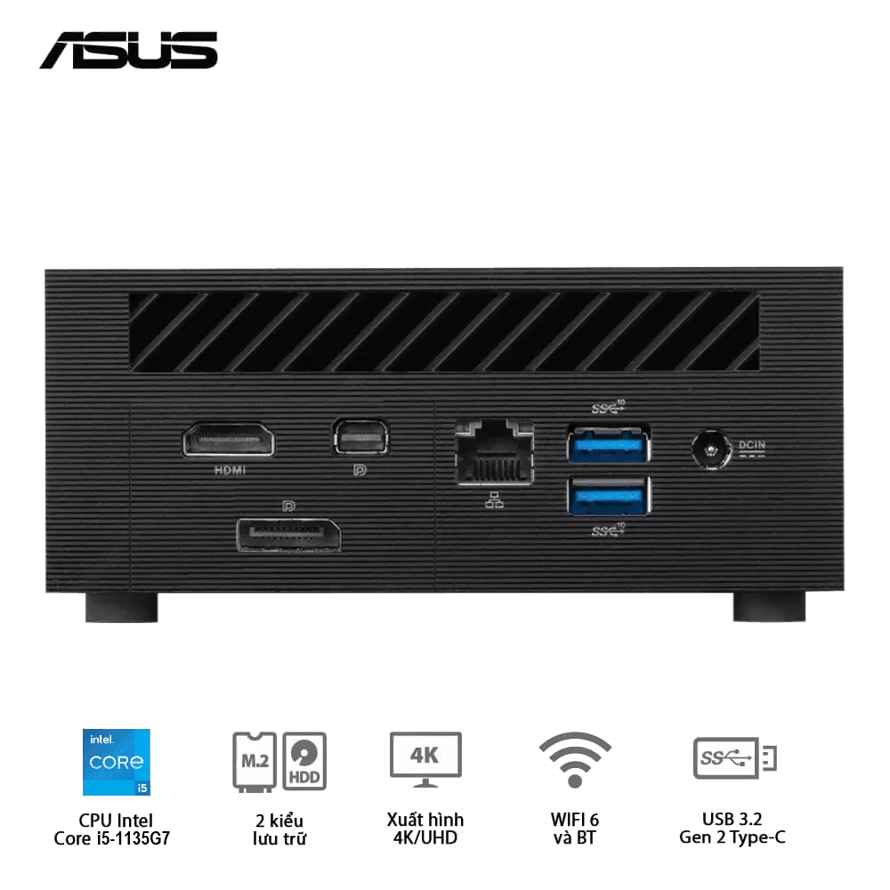ASUS PN63-S1-B-S5081MD-PZ01 Barebone Mini PC - Intel Core i5-1135G7, Wi-Fi 6 + BT5.0, VESA MOUNT, DisplayPort 1.4 port 4 ASUS PN63-S1-B-S5081MD-PZ01 Barebone Mini PC - Intel Core i5-1135G7, Wi-Fi 6 + BT5.0, VESA MOUNT, DisplayPort 1.4 port - Ảnh 4
