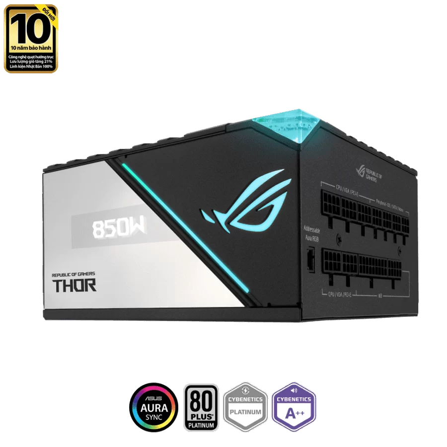 ASUS ROG Thor 850W Platinum II (ROG-THOR-850P2-GAMING) - 850W, Aura Sync, ROG heatsink, 80 Plus Platinum Fully Modular 9 ASUS ROG Thor 850W Platinum II (ROG-THOR-850P2-GAMING) - 850W, Aura Sync, ROG heatsink, 80 Plus Platinum Fully Modular - Ảnh 9